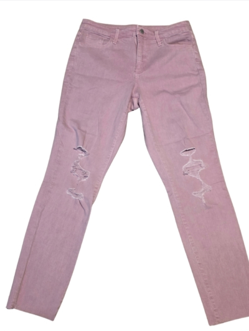 Universal Thread Pink Distressed Jeans 10/30R High Rise Skinny Raw Hem Ankle